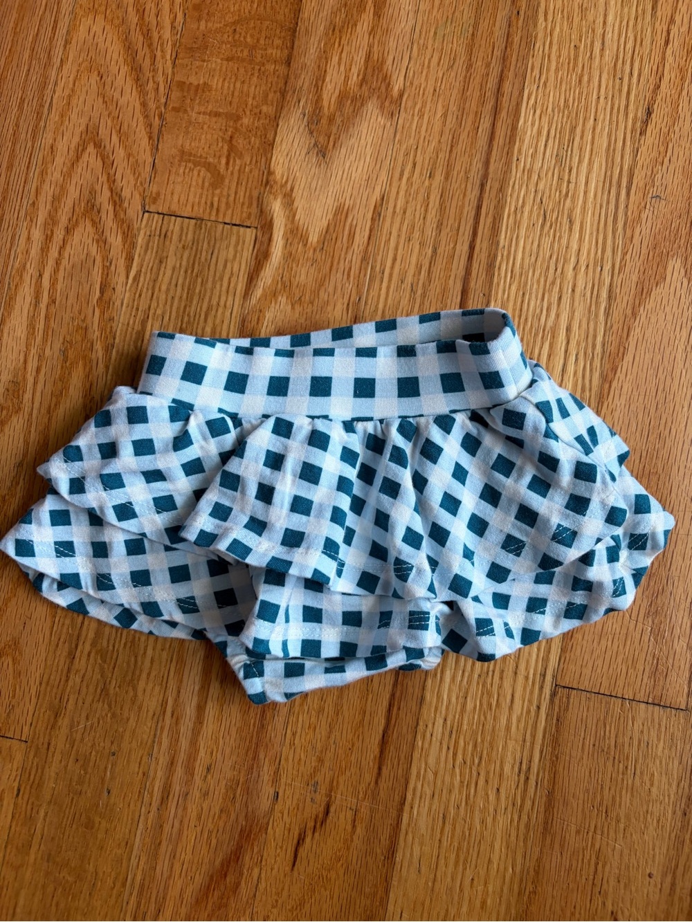 kate quinn Blue and White Gingham Ruffle Skort